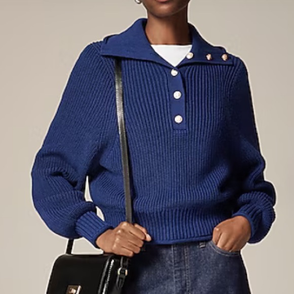 J. Crew | Ribbed cotton button-collar sweater - Picture 2 of 4